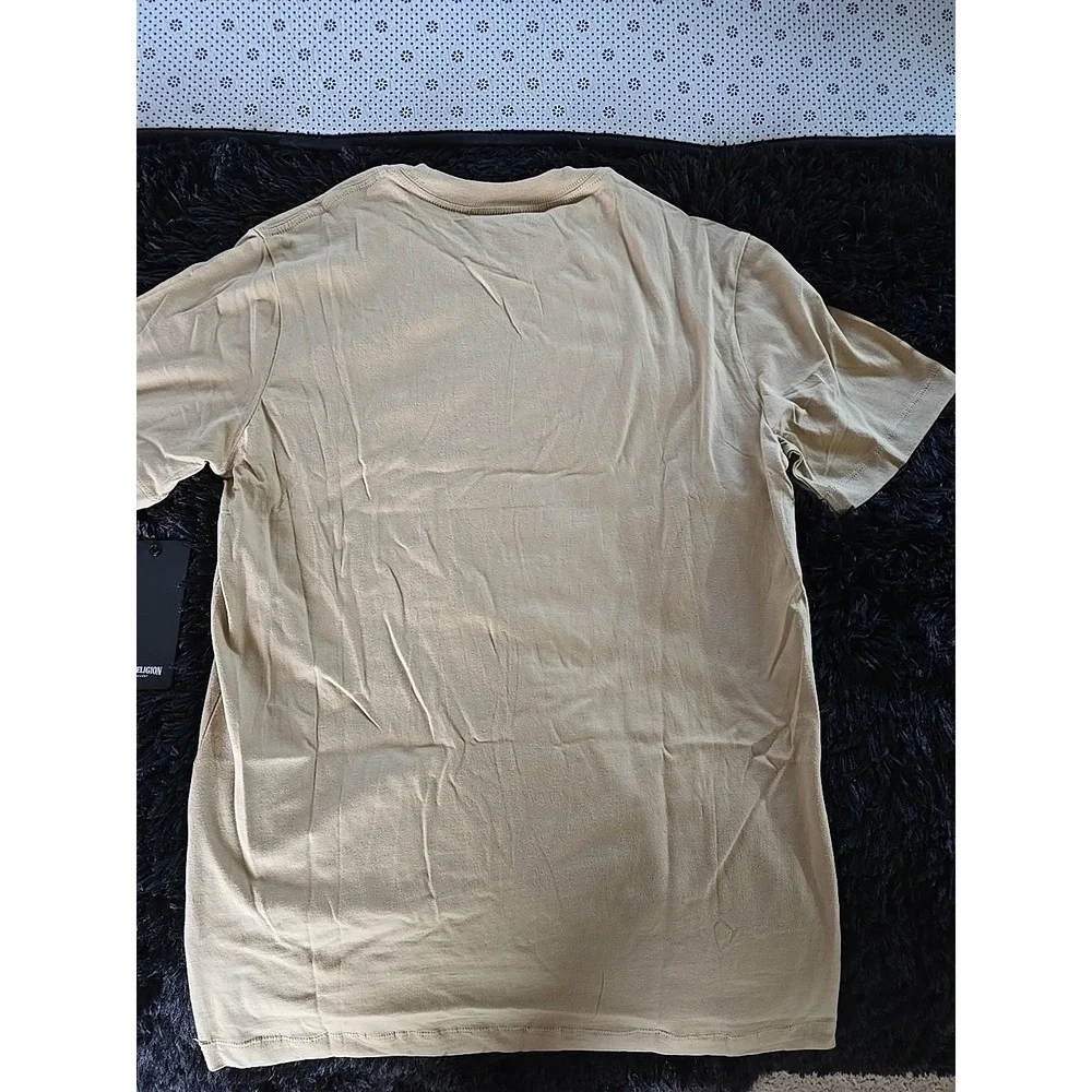 NWT True Religion Mens Beige True Crystal Face Mens Shirt‎ Small